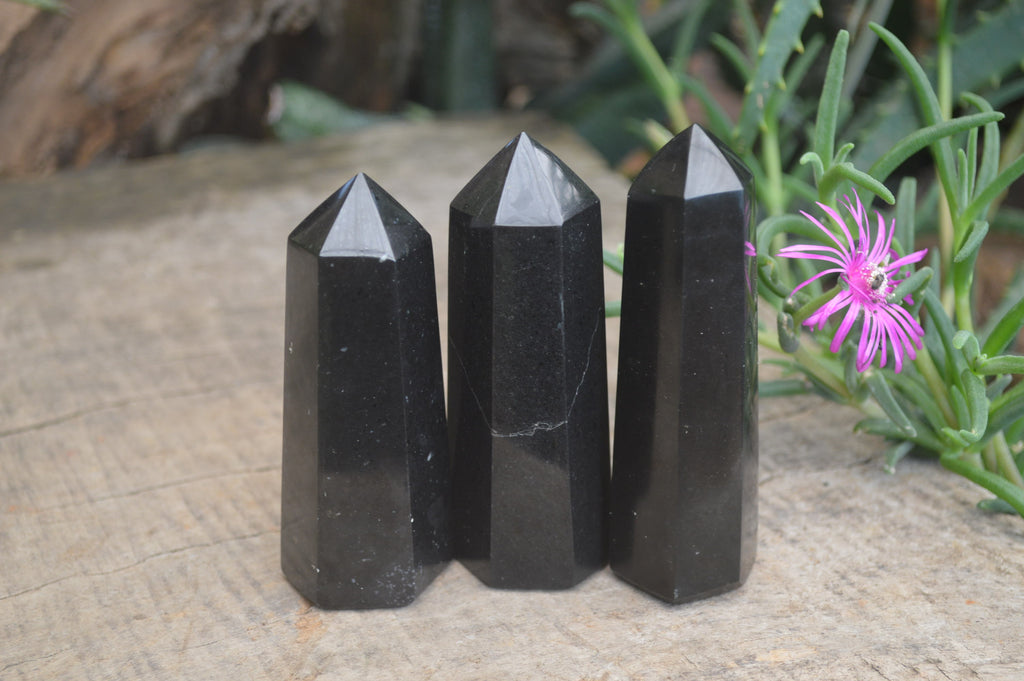 Polished Black Basalt Points x 12 From Madagascar - Toprock Gemstones and Minerals 