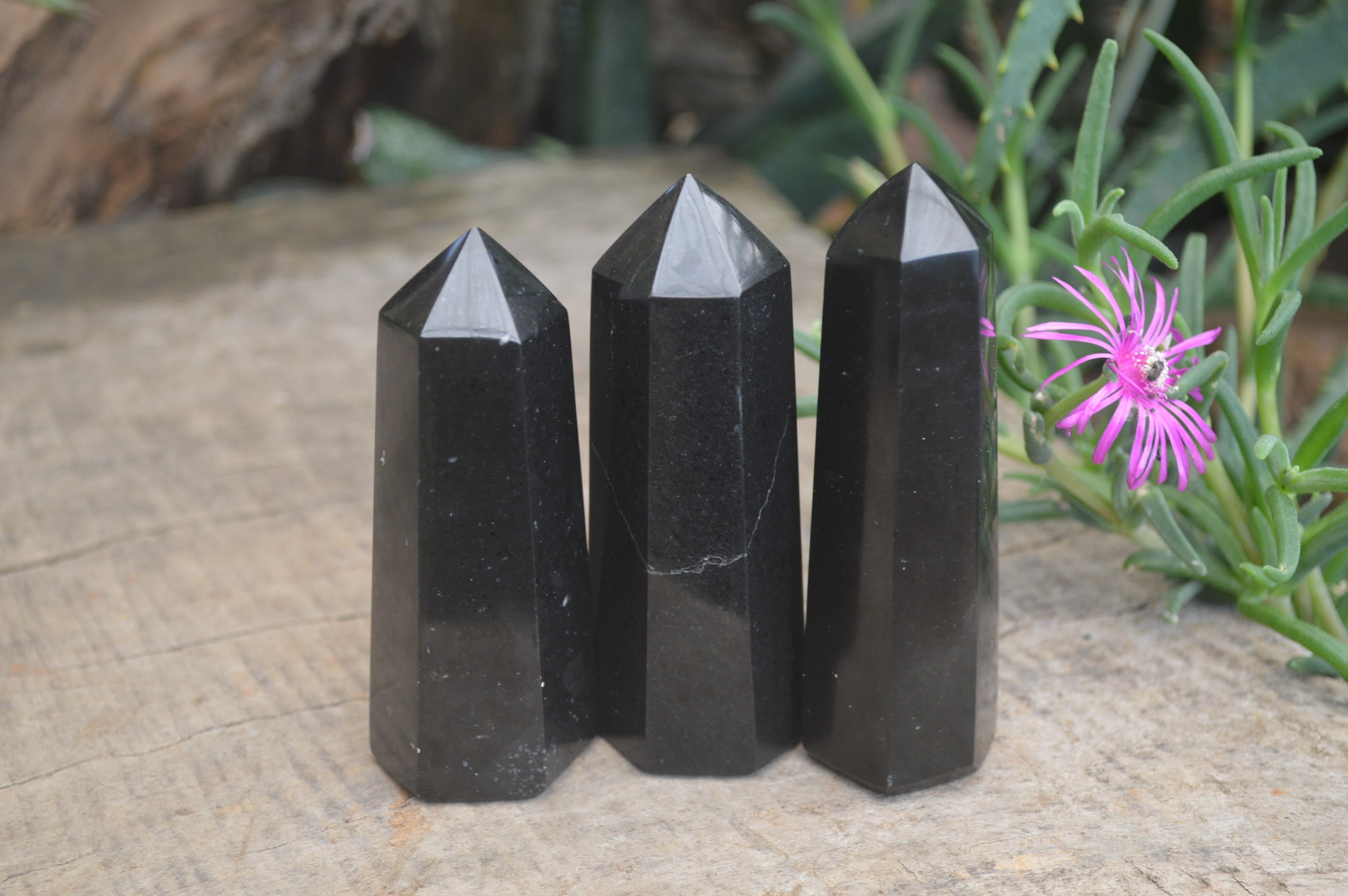 Polished Black Basalt Points x 12 From Madagascar - Toprock Gemstones and Minerals 