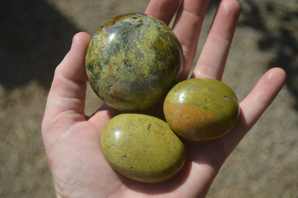 Polished Green Opal Palm Stones x 12 From Madagascar - Toprock Gemstones and Minerals 