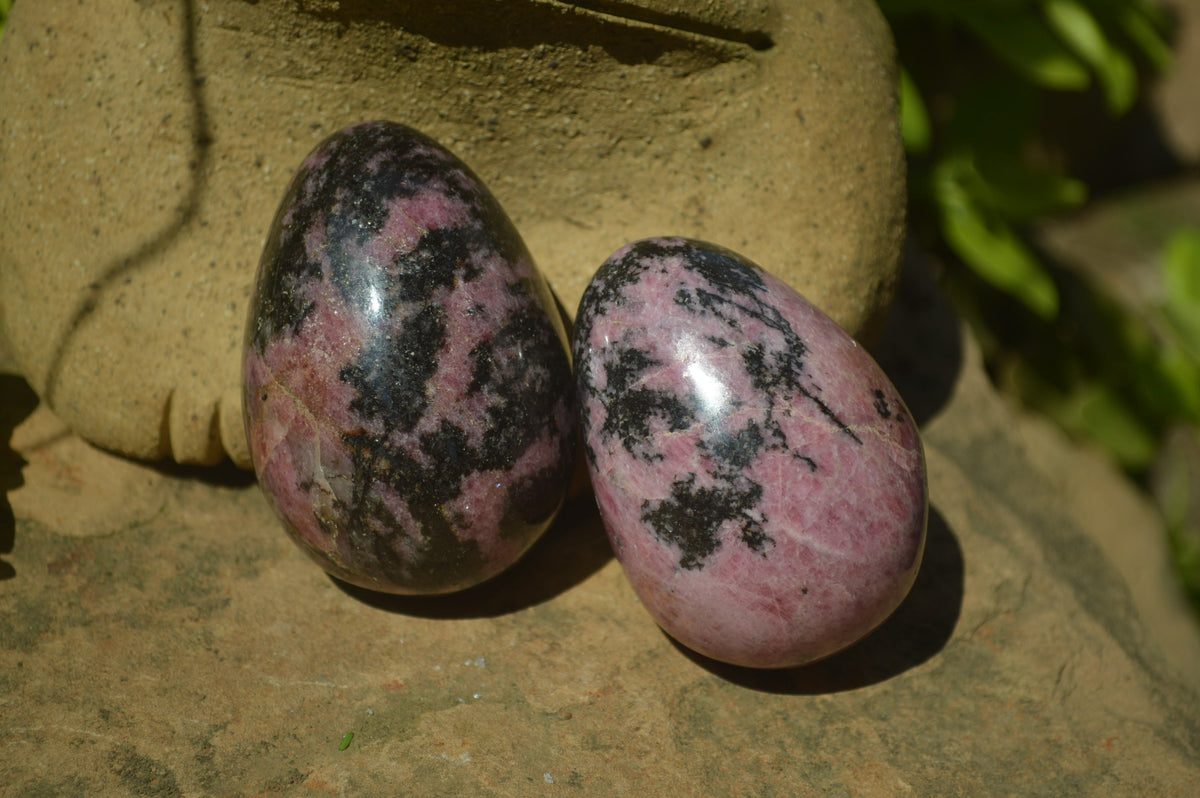 Polished Rhodonite Gemstone Eggs x 6 From Madagascar - Toprock Gemstones and Minerals 