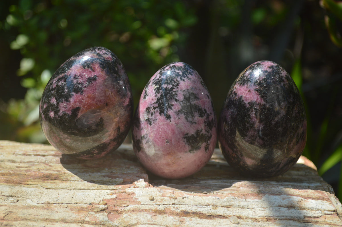 Polished Rhodonite Gemstone Eggs x 6 From Madagascar - Toprock Gemstones and Minerals 