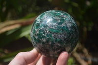 Polished Rare Emerald Mica In Matrix Spheres x 2 From Mutoko, Zimbabwe - Toprock Gemstones and Minerals 