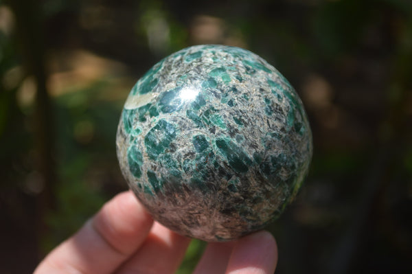 Polished Rare Emerald Mica In Matrix Spheres x 2 From Mutoko, Zimbabwe - Toprock Gemstones and Minerals 