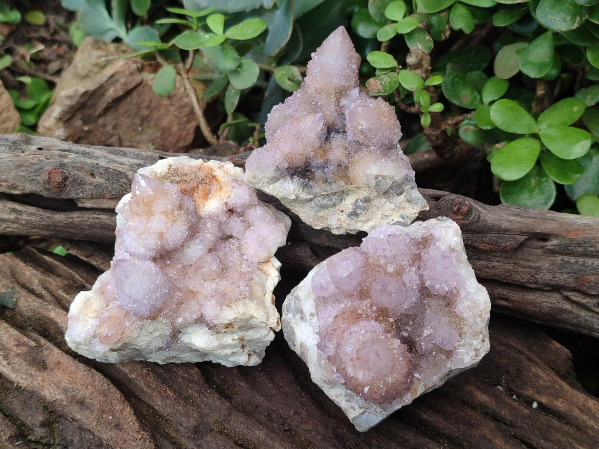 Natural Spirit Ametrine Clusters x 3 From Boekenhouthoek, South Africa - Toprock Gemstones and Minerals 