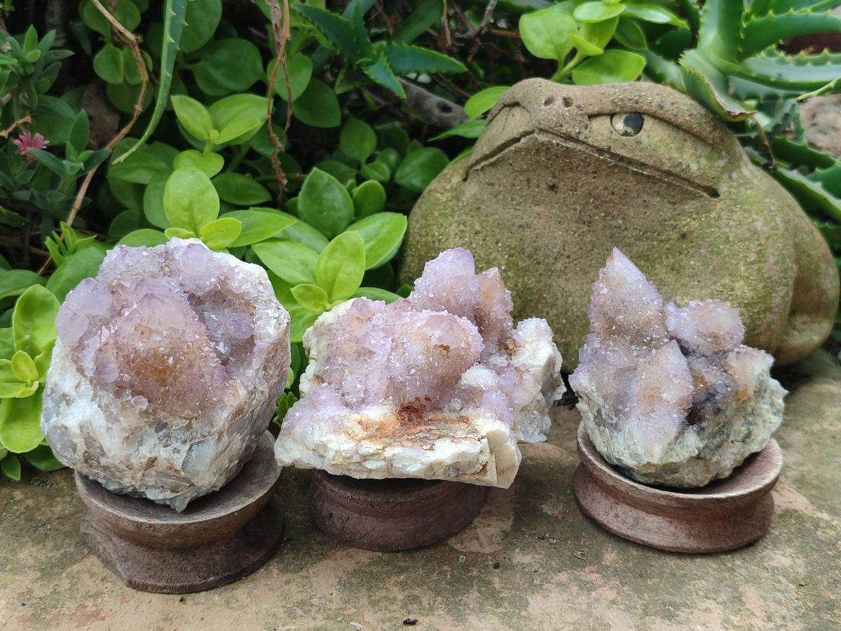 Natural Spirit Ametrine Clusters x 3 From Boekenhouthoek, South Africa - Toprock Gemstones and Minerals 