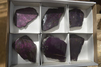 Polished On One Side Metallic Purpurite x 6 From Namibia - Toprock Gemstones and Minerals 