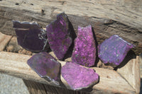 Polished On One Side Metallic Purpurite x 6 From Namibia - Toprock Gemstones and Minerals 