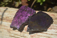 Polished On One Side Metallic Purpurite x 6 From Namibia - Toprock Gemstones and Minerals 