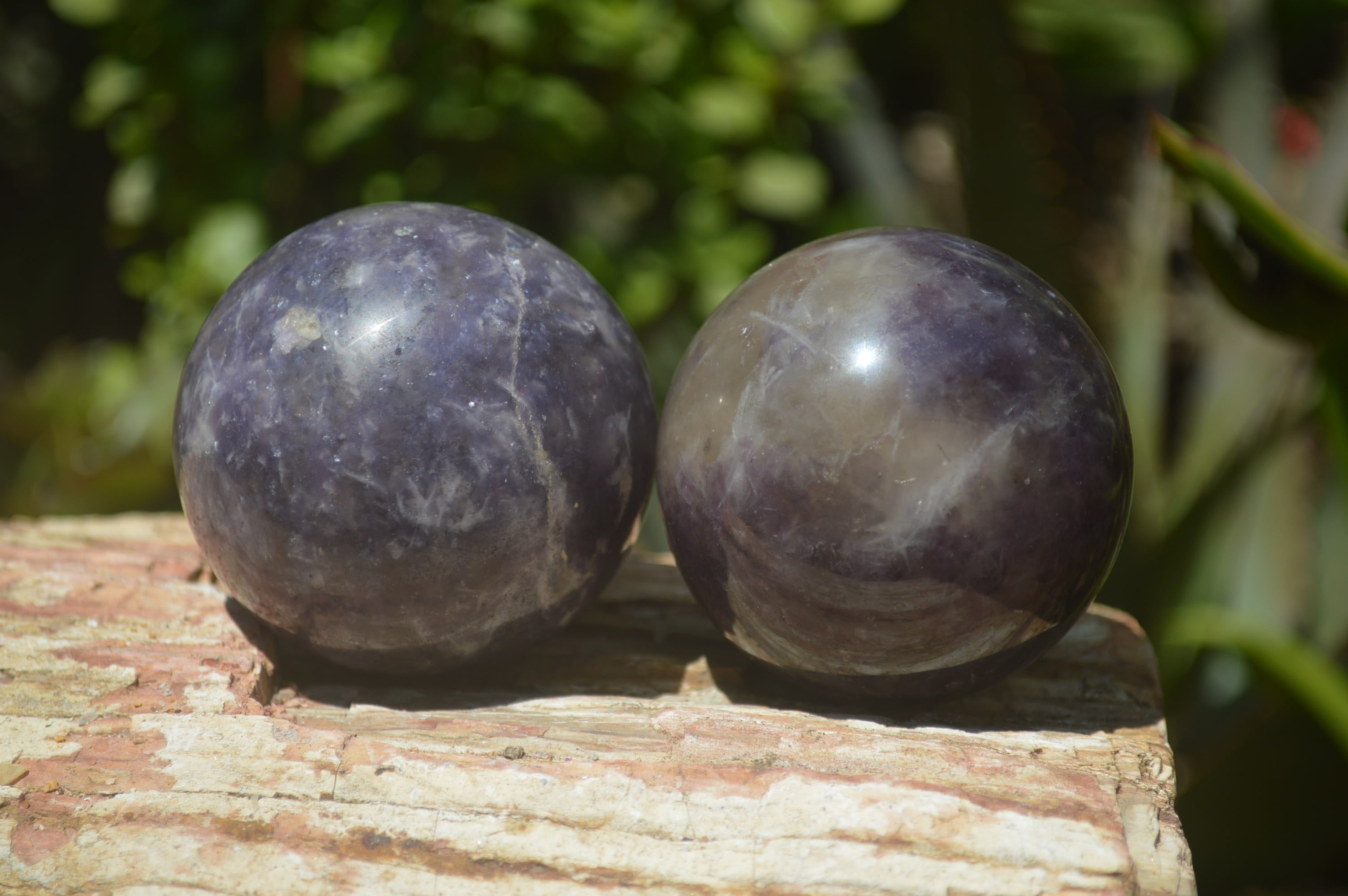 Polished Lepidolite with Pink Rubellite Spheres x 6 From Ambatondrazaka, Madagascar - Toprock Gemstones and Minerals 