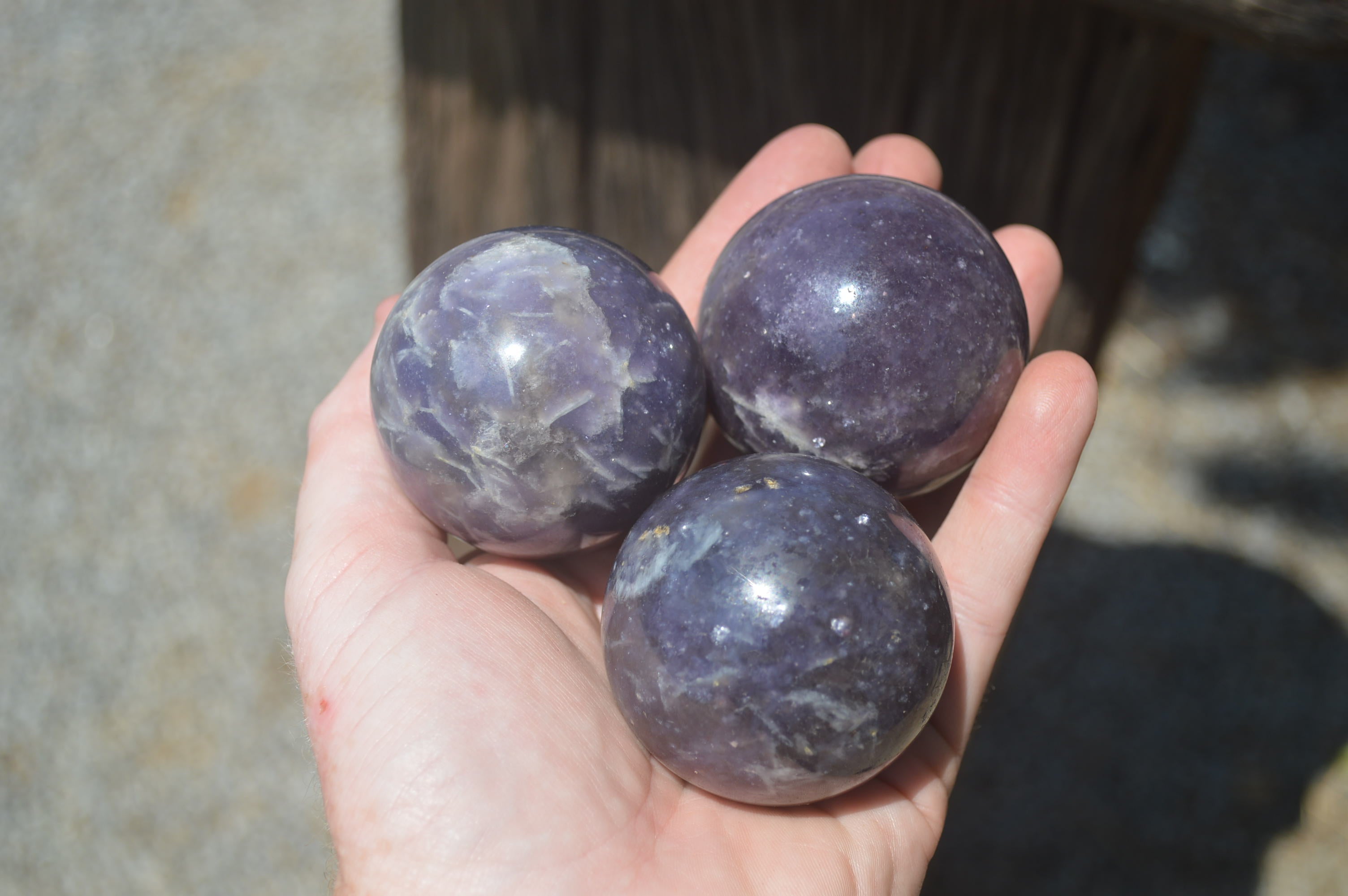 Polished Lepidolite with Pink Rubellite Spheres x 6 From Ambatondrazaka, Madagascar - Toprock Gemstones and Minerals 