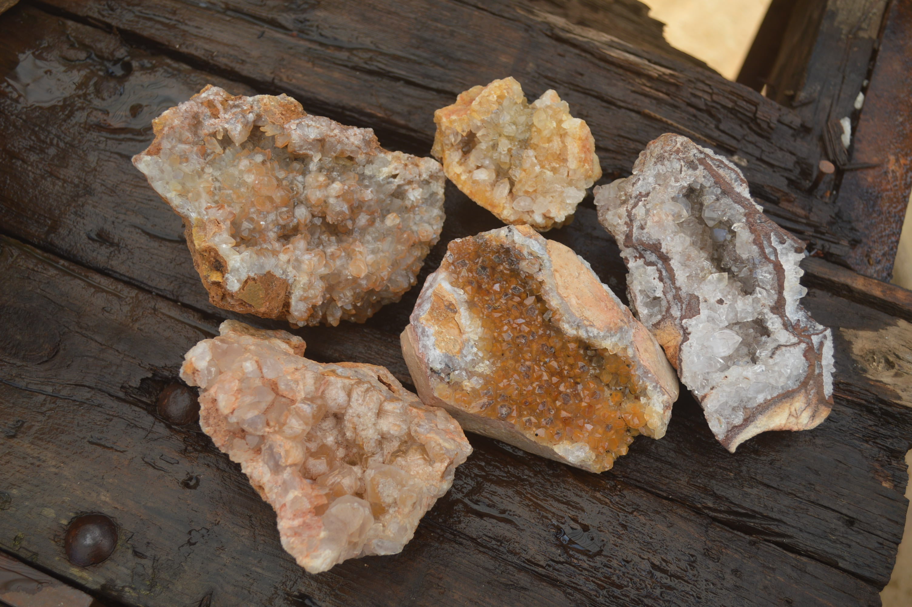 Natural Limonite Quartz Clusters x 5 From Solwezi, Zambia - Toprock Gemstones and Minerals 