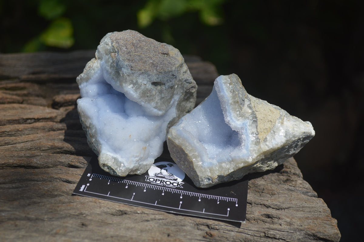 Natural Blue Lace Agate Geode Specimens x 6 From Malawi - Toprock Gemstones and Minerals 