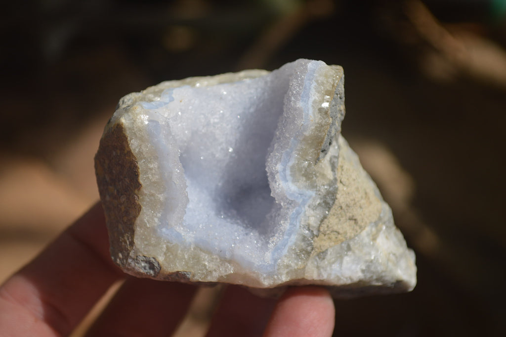 Natural Blue Lace Agate Geode Specimens x 6 From Malawi - Toprock Gemstones and Minerals 