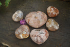 Polished Flower Agate Gemstone Hearts x 6 From Madagascar - Toprock Gemstones and Minerals 