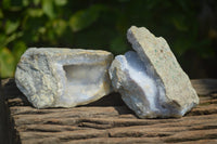 Natural Blue Lace Agate Geode Specimens x 6 From Malawi - Toprock Gemstones and Minerals 