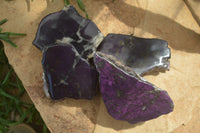Polished On One Side Metallic Purpurite x 4 From Namibia - Toprock Gemstones and Minerals 