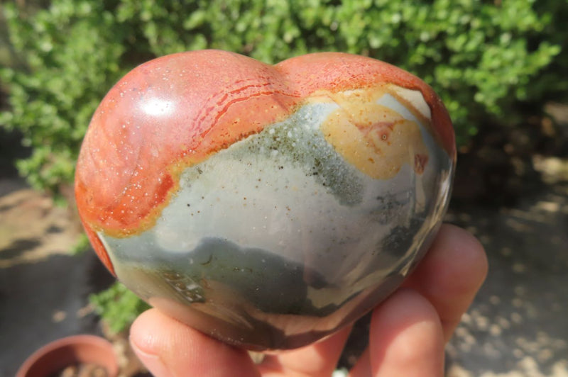Polished Polychrome Jasper Hearts x 6 From Madagascar - Toprock Gemstones and Minerals 
