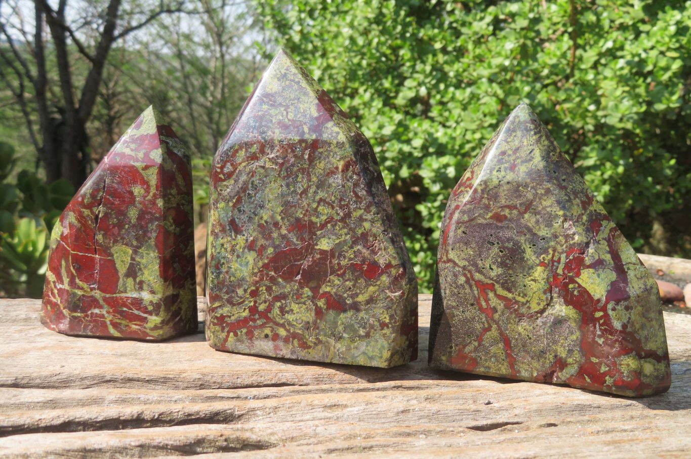 Polished Dragons Blood Stone Points x 3 From Tshipise, South Africa - Toprock Gemstones and Minerals 