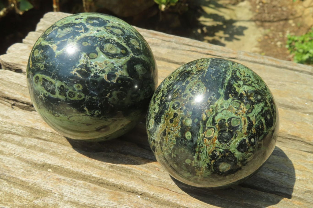 Polished Stromatolite Jasper Spheres x 4 From Katsepy, Madagascar - Toprock Gemstones and Minerals 