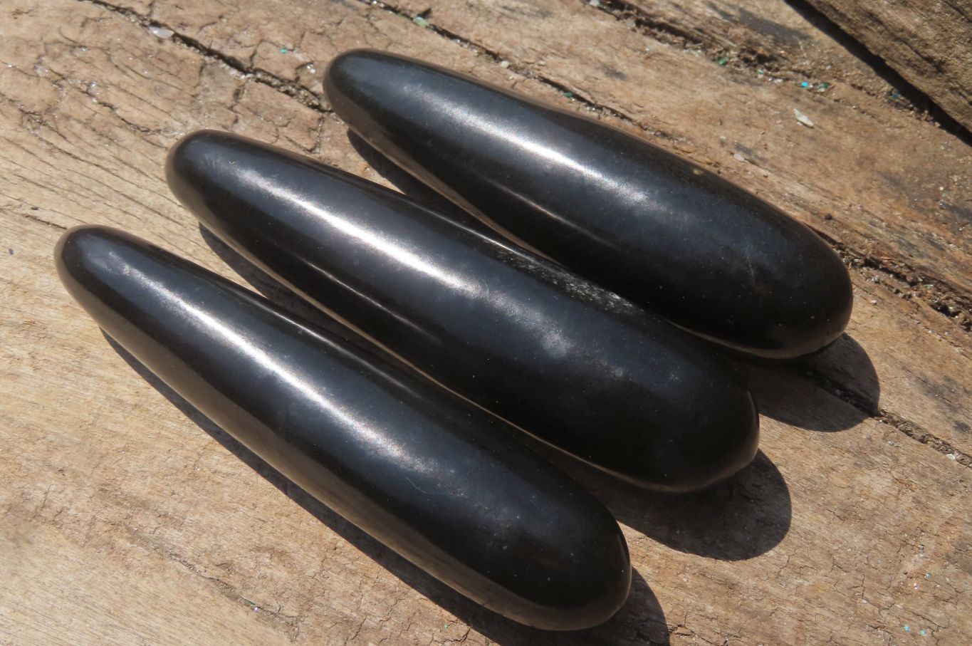 Polished Black Basalt Massage Wands x 12 From Madagascar - Toprock Gemstones and Minerals 