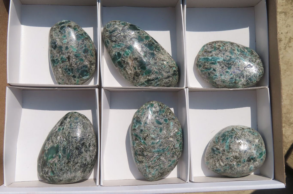 Polished Rare Emerald Mica In Matrix Free Forms x 6 From Mutoko, Zimbabwe - Toprock Gemstones and Minerals 