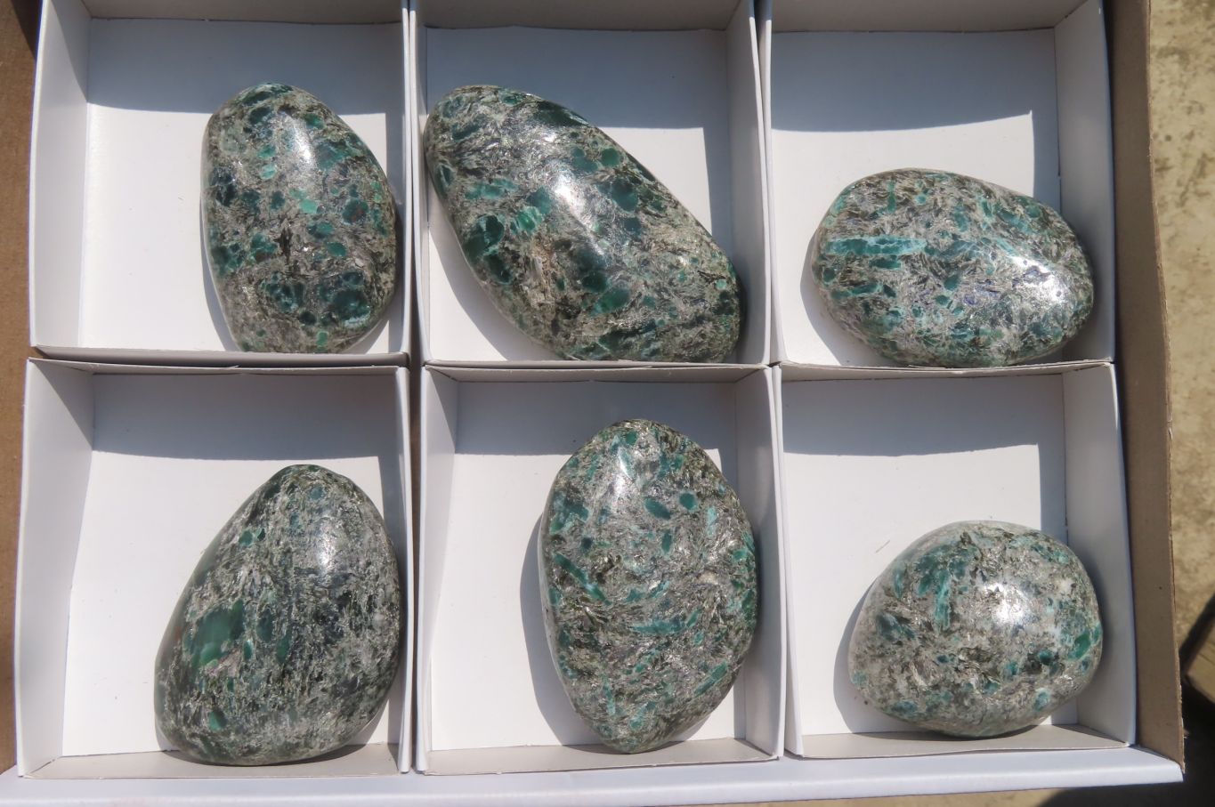 Polished Rare Emerald Mica In Matrix Free Forms x 6 From Mutoko, Zimbabwe - Toprock Gemstones and Minerals 