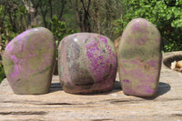 Polished Stichtite Standing Free Forms x 3 From Barberton, South Africa - Toprock Gemstones and Minerals 