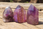 Polished Smokey Amethyst Window Quartz Crystals x 24 From Ankazobe, Madagascar - Toprock Gemstones and Minerals 