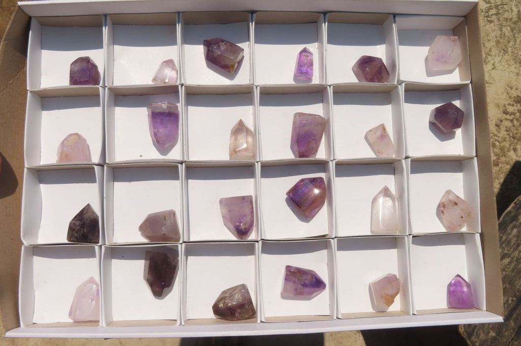 Polished Smokey Amethyst Window Quartz Crystals x 24 From Ankazobe, Madagascar - Toprock Gemstones and Minerals 