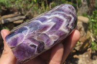 Polished Chevron Amethyst Standing Free Forms x 2 from Zambia - Toprock Gemstones and Minerals 