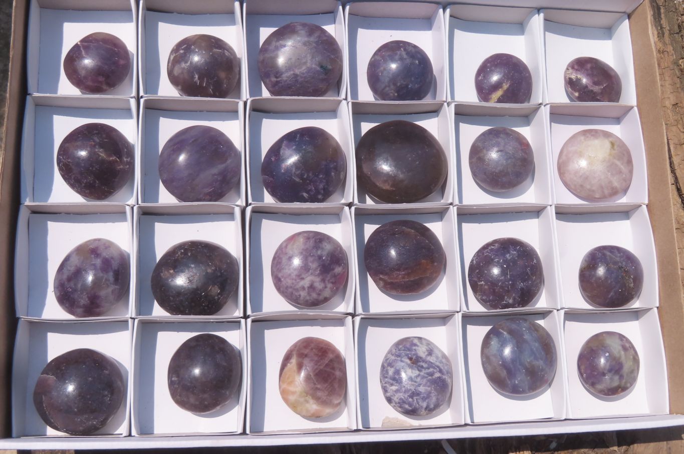 Polished Lepidolite with Pink Rubellite Palm Stones x 24 From Ambatondrazaka, Madagascar - Toprock Gemstones and Minerals 