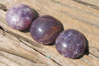 Polished Lepidolite with Pink Rubellite Palm Stones x 24 From Ambatondrazaka, Madagascar - Toprock Gemstones and Minerals 