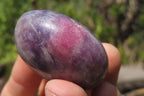 Polished Lepidolite with Pink Rubellite Palm Stones x 24 From Ambatondrazaka, Madagascar - Toprock Gemstones and Minerals 