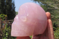 Polished Rose Quartz Skull Carvings x 2 From Madagascar - Toprock Gemstones and Minerals 