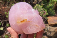 Polished Rose Quartz Skull Carvings x 2 From Madagascar - Toprock Gemstones and Minerals 