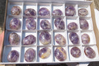 Polished Chevron Amethyst Palm Stones x 35 From Madagascar - Toprock Gemstones and Minerals 