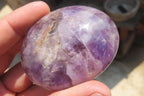 Polished Chevron Amethyst Palm Stones x 35 From Madagascar - Toprock Gemstones and Minerals 
