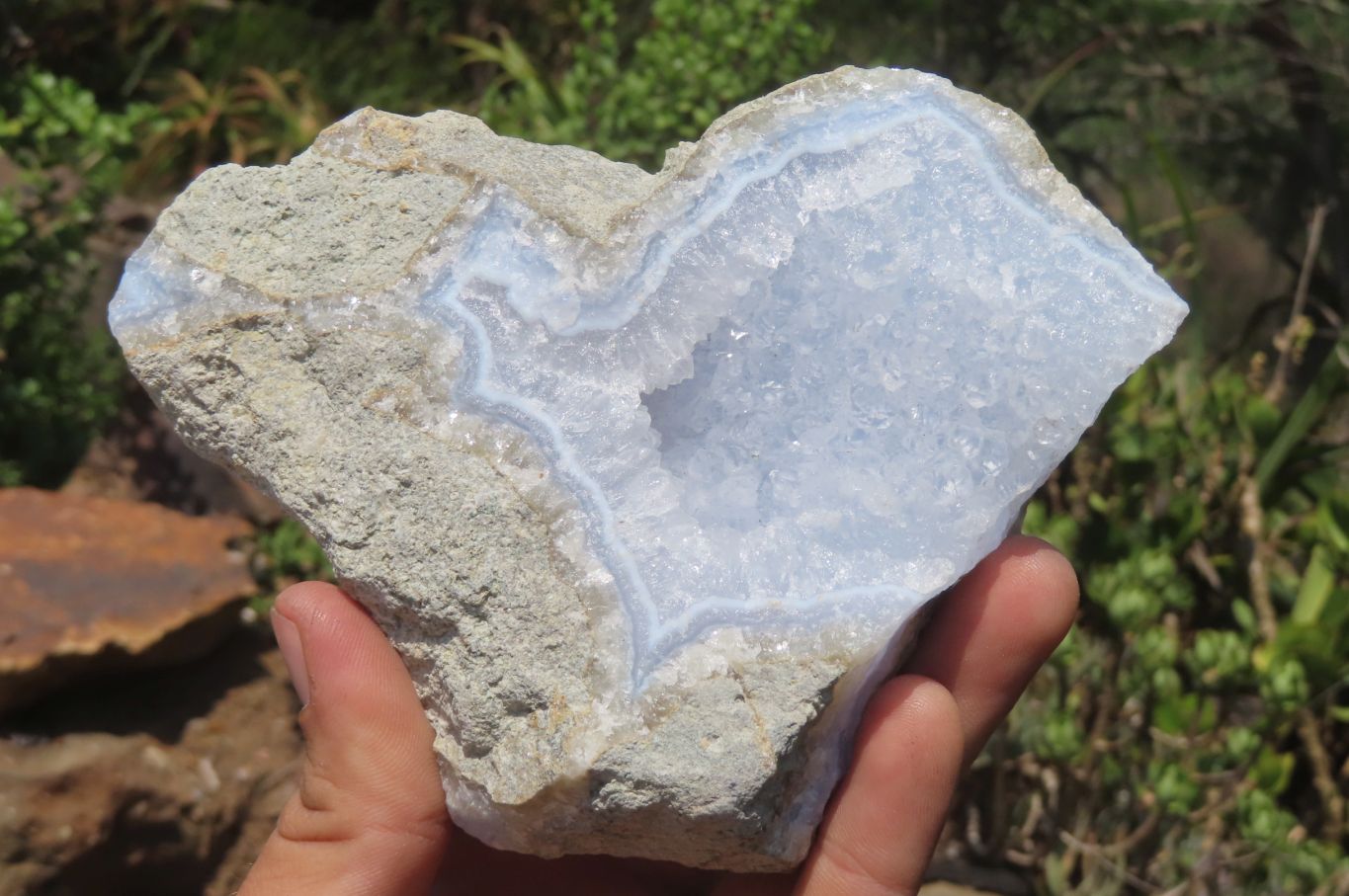 Natural Blue Lace Agate Geode Specimens x 4 From Nsanje, Malawi - Toprock Gemstones and Minerals 