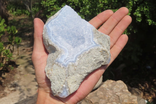 Natural Blue Lace Agate Geode Specimens x 4 From Nsanje, Malawi - Toprock Gemstones and Minerals 