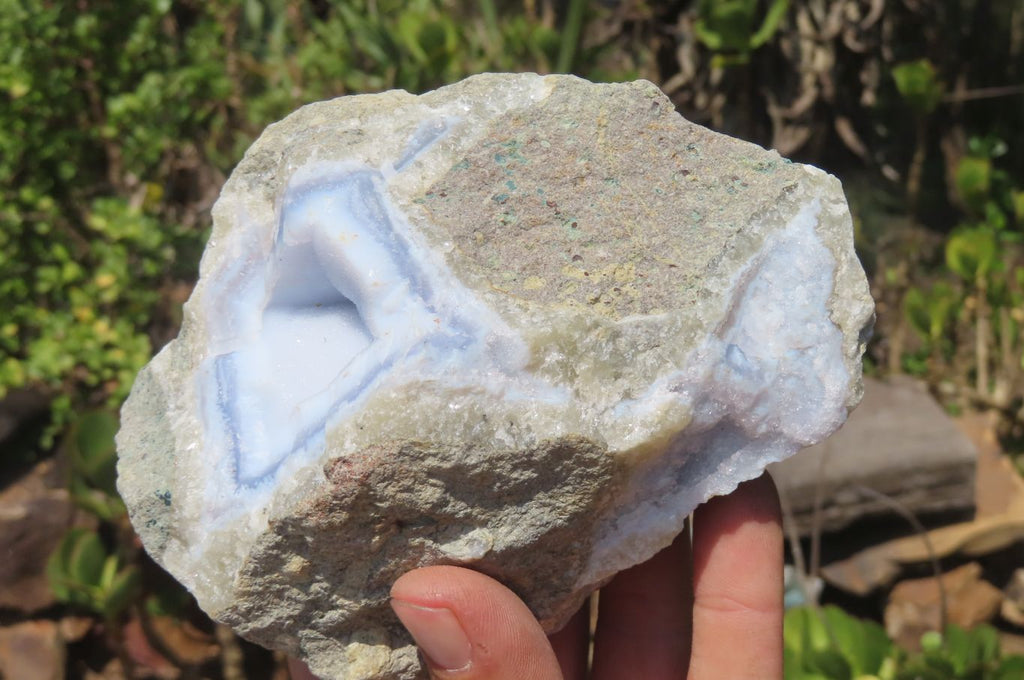 Natural Blue Lace Agate Geode Specimens x 4 From Nsanje, Malawi - Toprock Gemstones and Minerals 