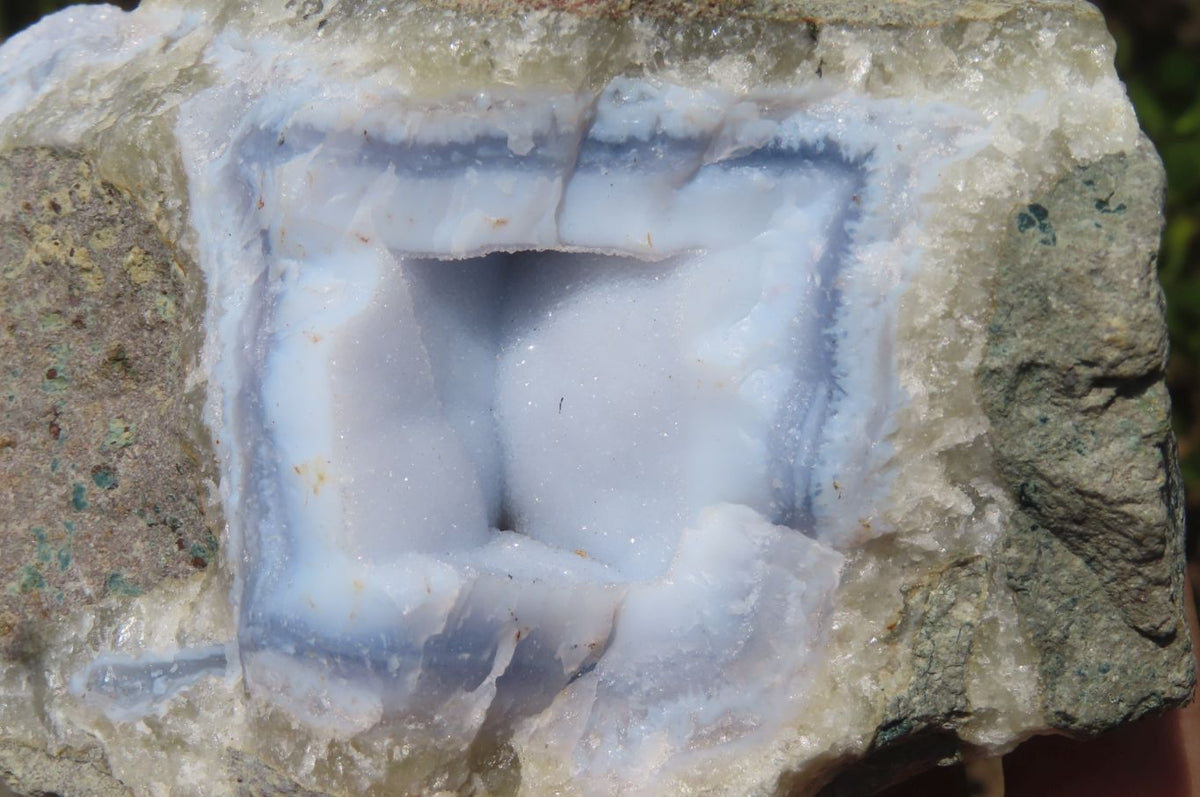 Natural Blue Lace Agate Geode Specimens x 4 From Nsanje, Malawi - Toprock Gemstones and Minerals 