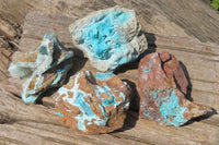 Natural Drusy Coated Chrysocolla Specimens x 4 From Congo - Toprock Gemstones and Minerals 