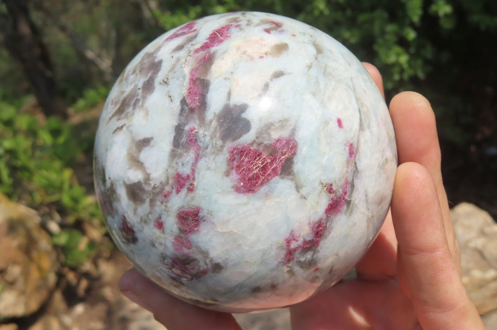 Polished Rubellite Pink Tourmaline Matrix Spheres x 2 From Ambatondrazaka, Madagascar - Toprock Gemstones and Minerals 
