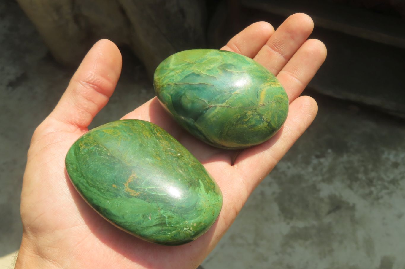 Polished Green Verdite Palm Stones x 6 From Zimbabwe - Toprock Gemstones and Minerals 