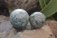 Polished Emerald Mica In Matrix Spheres x 2 From Mutoko, Zimbabwe - Toprock Gemstones and Minerals 