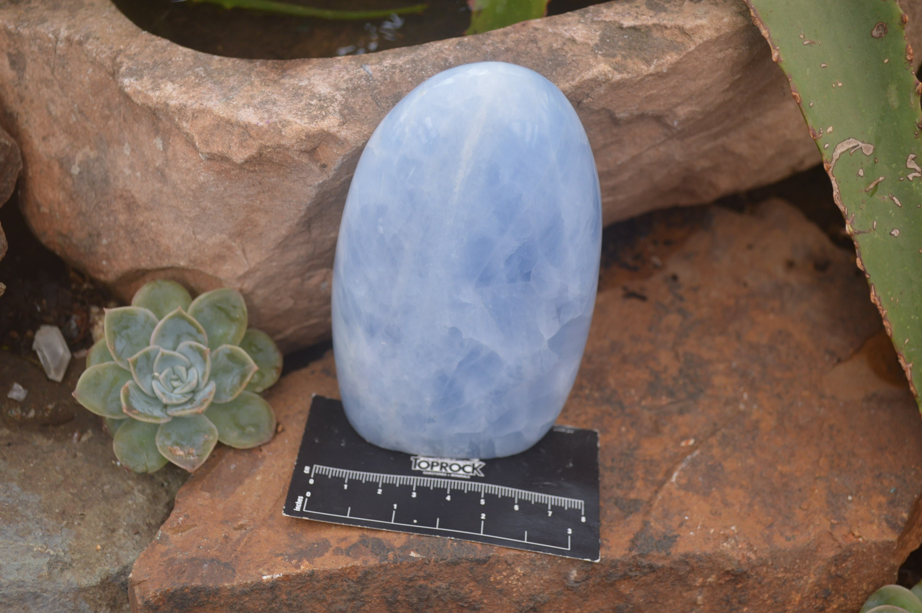 Polished Blue Calcite Standing Free Forms x 2 From Ihadilalana, Madagascar - Toprock Gemstones and Minerals 