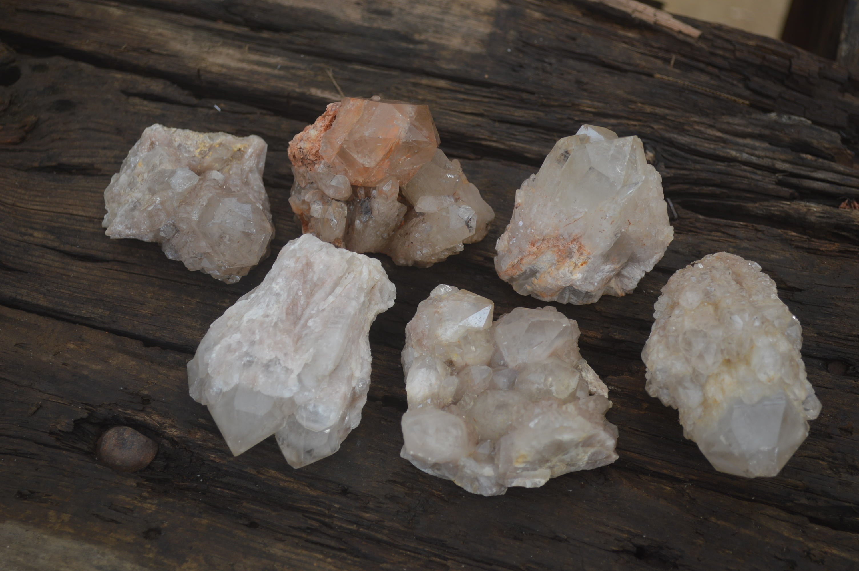 Natural Smokey Phantom Quartz Clusters x 6 From Luena, Congo - Toprock Gemstones and Minerals 