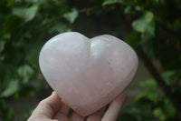 Polished Rose Quartz Gemstone Hearts x 2 From Madagascar