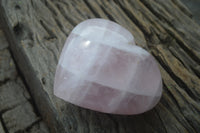 Polished Rose Quartz Gemstone Hearts x 2 From Madagascar