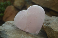 Polished Rose Quartz Gemstone Hearts x 2 From Madagascar
